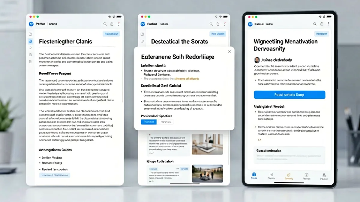 AI写作与文档效率工具专题：多个界面排列展示工具功能对比场景