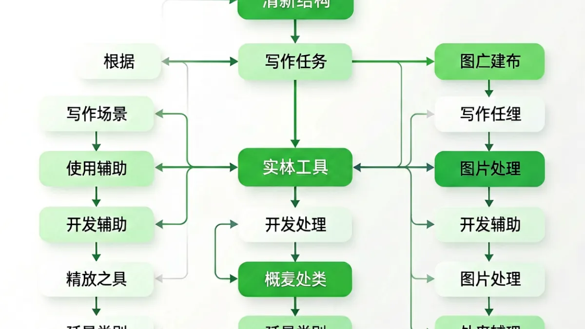 农夫导航网分类逻辑示意图，展示场景优先的资源分类结构与用户使用路径